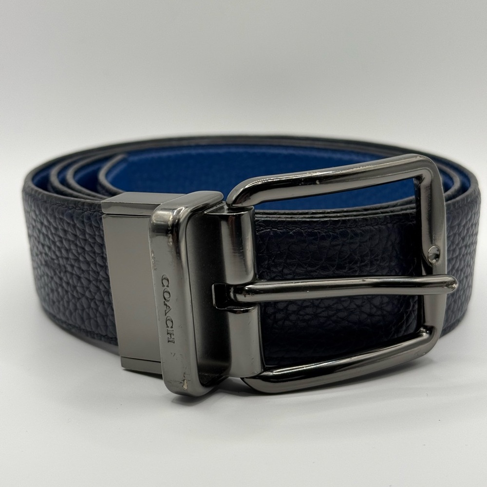 Coach Men's Blue Reversible Leather Belt
